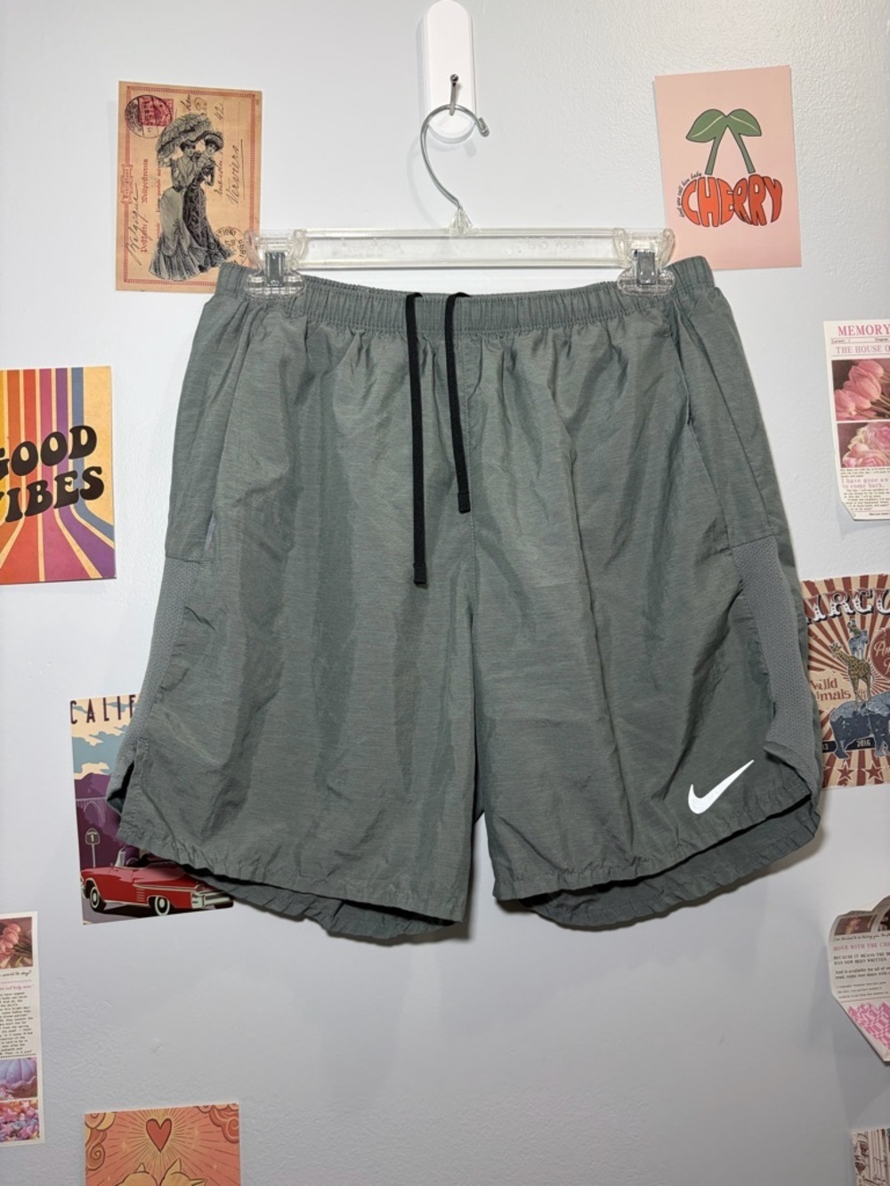 Nike Men’s Gray Athletic Shorts with Black Drawstring